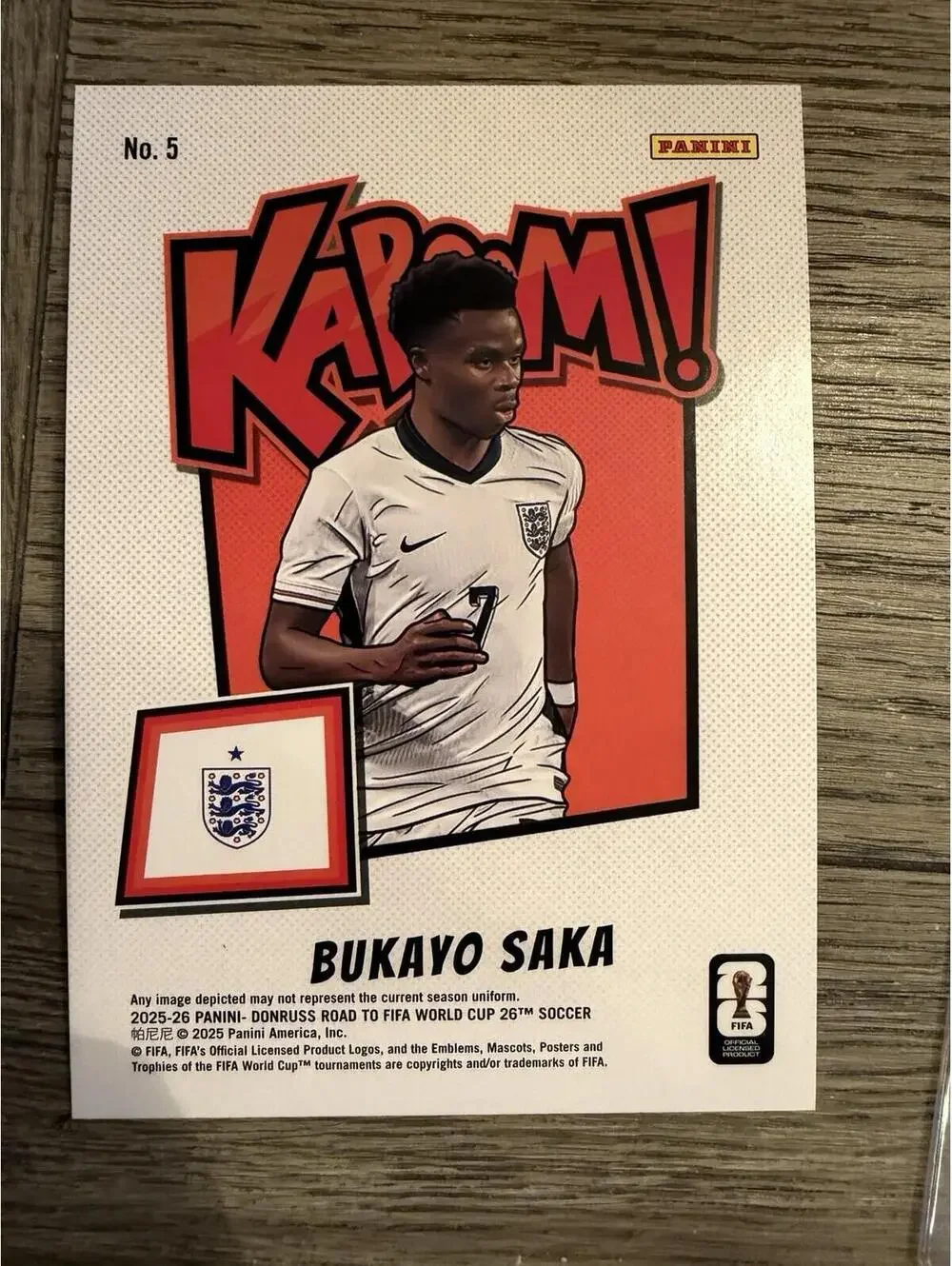2026 Donruss World Cup Soccer #5 Bukayo Saka OVERSIZED KABOOM! England